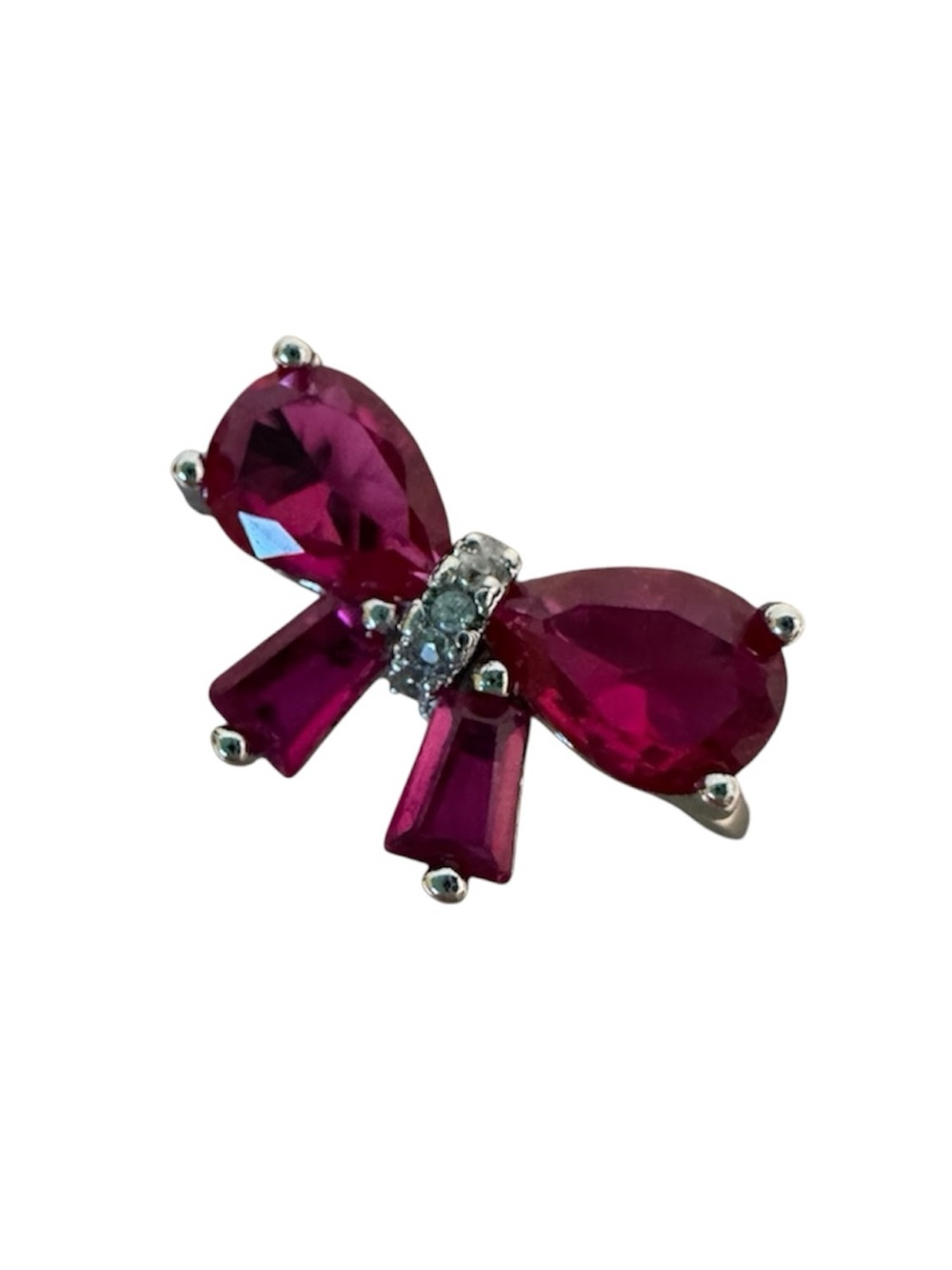 Lab Created Ruby & Cubic Zirconia Bow Ring Size 6
